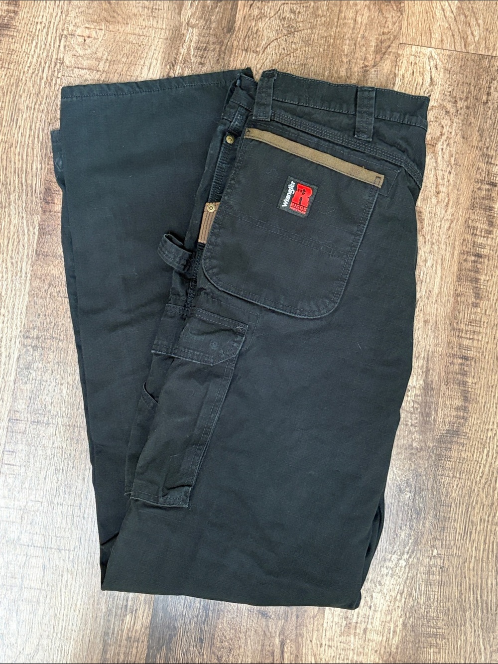 Wrangler Riggs Workwear Black Utility Cargo Work Pants, Fully Lined 36 x 36